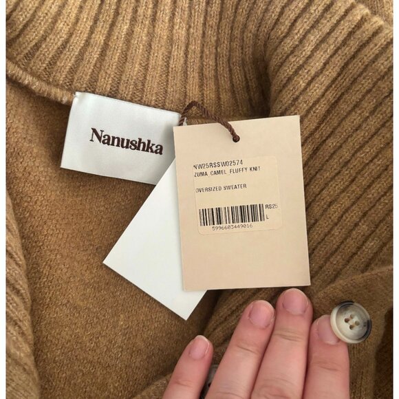 Nanushka- Zuma Fluffy Knit Sweater- Camel - Picture 3 of 4